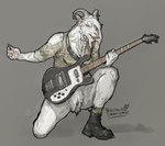 anthro bass_guitar beard boots bottomless clothed clothing ear_piercing ear_ring eyebrow_piercing facial_hair facial_piercing female footwear furgonomics furry-specific_piercing genitals guitar hairy musical_instrument piercing plucked_string_instrument pubes pussy ring_piercing shoes solo string_instrument tongue tongue_out tongue_piercing waddle priscillasheep bovid caprine goat mammal russian_white_dairy_goat absurd_res hi_res