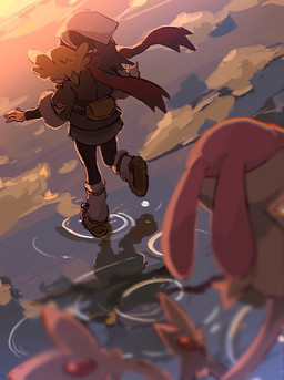 2_tails ambiguous_gender carrying_another clothing cloud feathered_wings feathers feral footwear group hair headgear headwear multi_tail on_shoulder ripples scarf shoes size_difference sunset tail tan_body tan_feathers trio water wings 1south3927 nintendo pokemon pokemon_legends_arceus akari_(pokemon) avian bird generation_4_pokemon generation_7_pokemon human humanoid legendary_pokemon mammal mesprit pokemon_(species) rowlet 2022 hi_res female_(lore)