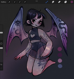 alternative_fashion bob_cut bottomwear clothing crop_top female goth heart_cutout monster_girl_(genre) not_furry panties shirt skirt solo tattoo topwear translucent translucent_bottomwear translucent_clothing translucent_skirt underwear wing_tattoo wings feefal demon demon_humanoid humanoid winged_humanoid hi_res