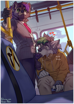 anthro balls blazer bodily_fluids border bottomwear clothed clothed_sex clothing cum cum_in_mouth cum_inside drinking drinking_cum duo fellatio fur genital_fluids genitals grey_body grey_fur hair heart_symbol hoodie male male/male male_penetrated male_penetrating male_penetrating_male necktie nervous no_fucking_sign oral pants penetration penile penile_penetration penis penis_in_mouth penis_poking_out penis_through_fly piercing public public_blowjob public_oral public_sex public_transportation sex shirt sitting suit tail topwear vest white_border hinar_miler canid canine canis hyena mammal wolf 2025 absurd_res hi_res