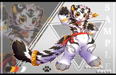 anthro bell bell_collar big_eyes biped black_bars black_markings collar fur kemono looking_at_viewer male markings slim_anthro slim_male solo standing white_body white_fur yellow_eyes hlg7777 felid mammal pantherine tiger 2022 letterbox model_sheet