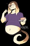 anthro bottomwear cake cake_slice clothed clothing clothing_lift cutlery dessert dish eating eyes_closed food fork heart_symbol holding_object kitchen_utensils male navel overweight overweight_anthro overweight_male pants raised_clothing raised_shirt raised_topwear shirt shirt_lift solo tail tools topwear kittydee kelsey_the_saluki canid canine canis domestic_dog mammal 2024 alpha_channel hi_res signature