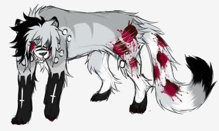 ambiguous_gender countershading cross fake_blood feral feral_with_hair grin hair inverted_cross leopard_spots no_pupils paws scar self-harm_scars smile smirk solo sparklefur spots tail anonymous_artist sodomy_(jackrabbit) felid mammal pantherine snow_leopard 2025