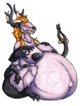 4_breasts 6_arms 6_eyes anthro antlers big_breasts breasts female hair horn huge_breasts hyper hyper_pregnancy multi_arm multi_breast multi_eye multi_limb pregnant solo fenris49 azagnia_(triprat) demon mammal murid murine rat rodent