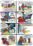 american_black_bear anthro bear black_bear clothing comic deer dialogue english_text group hat headgear headwear humor male mammal procyonid profanity raccoon smokey_bear tail text text_on_clothing text_on_hat text_on_headwear time_travel united_states_forest_service unknown_artist ursine