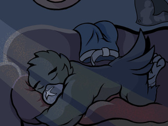 anthro beak biped black_body black_feathers bottomwear clothed clothing feathers furniture hug hugging_object hugging_pillow lying lying_on_sofa male male_anthro nude on_front on_sofa pants pantsless pillow sleeping sofa solo curkas1 brawl_stars supercell_(company) crow_(brawl_stars) avian bird corvid oscine passerine 4:3 hi_res