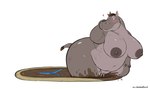 2017 after_transformation anthro areola belly big_belly big_breasts big_butt blue_eyes blush bodily_fluids breasts brown_hair butt clothing common_hippopotamus female genital_fluids genitals gillpanda grey_body grey_skin hair heart_symbol hi_res hippopotamid huge_breasts huge_butt mammal messy mud nipples nude obese obese_anthro obese_female overweight overweight_anthro overweight_female pussy simple_background smile solo sweat thick_thighs transformation vaginal_fluids varky wide_hips