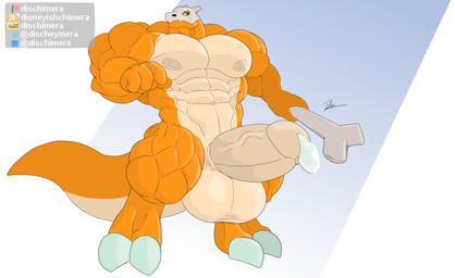 abs anthro balls biceps big_balls big_muscles big_pecs big_penis big_tail bodily_fluids bone bone_mask cum cum_drop deltoids digitigrade erection genital_fluids genitals huge_balls huge_muscles huge_penis humanoid_genitalia humanoid_penis hyper hyper_balls hyper_genitalia hyper_penis looking_at_viewer male mask muscular muscular_anthro muscular_arms muscular_legs muscular_male muscular_thighs navel nipples pecs penis quads skull skull_mask solo tail thick_arms thick_neck thick_tail thick_thighs trapezius triceps conditional_dnp dischimera nintendo pokemon cubone generation_1_pokemon pokemon_(species) reptile scalie hi_res
