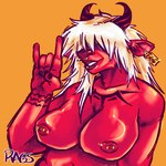 big_breasts black_nails breasts colored_nails ear_piercing ear_tag facial_piercing female hair hair_over_eyes horn inner_ear_fluff nails navel nipple_piercing nipples nose_piercing nose_ring piercing red_body red_skin ring_piercing septum_piercing smile solo tattoo tuft junkracks epic_games fortnite desdemona_(fortnite) desdemoona bovid demon mammal 1:1 hi_res