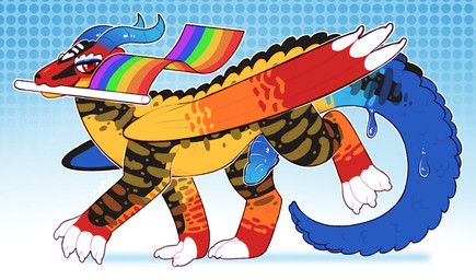 :3 blue_horn blue_penis dotted_background dripping erection eyebrows facial_markings feet feral flag flag_(object) folded_wings genitals halftone_background head_markings holding_flag holding_object horn lgbt_pride male markings membrane_(anatomy) membranous_wings mouth_hold multicolored_body multicolored_wings pattern_background penis pride_color_flag pride_colors quadruped rainbow_flag rainbow_pride_colors rainbow_pride_flag rainbow_symbol red_eyes side_view simple_background six-stripe_rainbow_pride_colors smile solo sparklefur stippling tail toeless_(marking) transformation walking white_eyebrows wings crownedvictory mythology dragon goo_creature mythological_creature mythological_scalie scalie 2022 absurd_res colorful_theme digital_media_(artwork) full-length_portrait halftone hi_res portrait