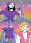 anterior_nasal_aperture bone cosplay crossover_cosplay duo humor male not_furry parody skeleton skull evomanaphy masters_of_the_universe mattel undertale undertale_(series) he-man papyrus_(undertale) sans_(undertale) skeletor animated_skeleton humanoid undead crossover hi_res lol_comments brother_(lore) brothers_(lore) sibling_(lore)