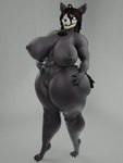 anthro big_breasts big_butt black_body black_hair breasts butt female fur genitals hair huge_breasts huge_butt huge_hips huge_thighs looking_at_viewer nipples nude pussy solo tail thick_thighs wide_hips raguda scp_foundation scp-1471-a canid malo mammal 3:4 3d_(artwork) digital_media_(artwork) hi_res