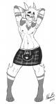 anthro blush clothed clothing hands_behind_head happy kilt male nipples one_eye_closed pattern_clothing plaid plaid_clothing pose smile solo sporran standing tartan_bottomwear topless triskele triskelion wide_hips neon-b third-party_edit bovid caprine goat hybrid mammal 2015 absurd_res digital_media_(artwork) full-length_portrait greyscale hi_res monochrome portrait