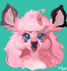 anthro blue_eyes female female_anthro front_view fur hair inner_ear_fluff looking_at_viewer pink_body pink_fur pink_hair smile solo tuft mighty-whydah pinku_shika deer mammal 2020 digital_media_(artwork) digital_painting_(artwork) hi_res painting_(artwork)