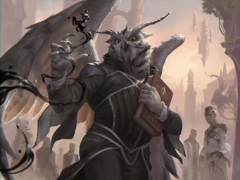5_fingers anthro anthro_focus beak book building clothing feathered_wings feathers fingers group holding_book holding_object looking_at_viewer magic male outside solo_focus white_body white_clothing wings joseph_weston hasbro magic:_the_gathering wizards_of_the_coast avian bird human mammal owl hi_res official_art