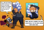 anthro big_breasts big_butt bodily_fluids breasts butt crossgender defeated duo female fusion male size_difference speech_bubble student sweat text pizzabro garfield_(series) mad_(series) star_wars ahsoka_tano garfield_the_cat sudoku_(mad) domestic_cat felid feline felis mammal crossover english_text