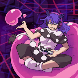 black_clothing black_dress breasts clothing controller dress electronics female footwear game_controller hair headgear headphones headset holding_controller holding_game_controller holding_object multicolored_clothing multicolored_dress purple_eyes purple_hair sitting smug socks solo tail tail_tuft tuft two_tone_clothing two_tone_dress white_clothing white_dress white_footwear white_socks eddybird touhou doremy_sweet animal_humanoid humanoid mammal mammal_humanoid tapir tapir_humanoid 1:1 absurd_res hi_res