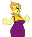 big_breasts breasts clothing feathers female hat headgear headwear smile little_hareboy mario_bros nintendo fellock wario alien avian bird chicken chikin galliform gallus_(genus) phasianid