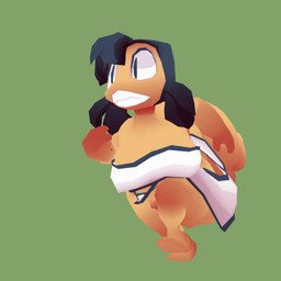 anthro barefoot big_breasts biped black_hair breasts clothed clothing feet female fin fingers green_background hair huge_breasts low_poly non-mammal_breasts running simple_background solo tail tail_fin tan_body tan_skin tan_tail teeth dorkinhorkin voxie aquatic fish shark 1:1 2019 3d_(artwork) 3d_animation animated digital_media_(artwork)