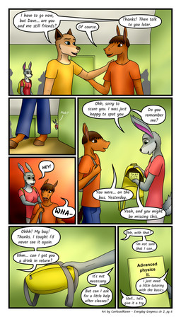 adolescent anthro bag book breasts bulge clothed clothing corridor dialogue duo female male school storytelling young confusedraven dave_(confusedraven) mia_(confusedraven) sam_(confusedraven) canid canine canis domestic_dog equid equine horse lagomorph leporid mammal rabbit absurd_res comic hi_res