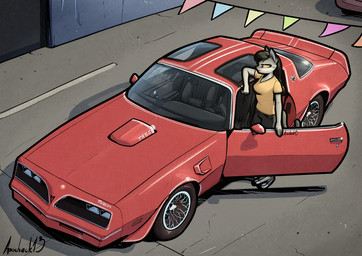 anthro bottomwear breasts car car_door clothing denim denim_bottomwear denim_clothing female footwear looking_away outside pants shirt shoes sneakers solo standing t-shirt topwear vehicle apocheck13 converse pontiac pontiac_firebird elya_(apocheck13) domestic_cat felid feline felis mammal