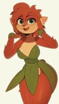 2024 9:16 activision animated anthro bent_arm bouncing bouncing_breasts breast_jiggle breasts cleavage clothed clothing curvy_figure elora eyebrows faun_(spyro) feliscede female fingers front_view fur green_eyes hair hand_under_chin hi_res hourglass_figure jiggling leaf_clothing looking_at_viewer mammal no_underwear open_mouth short_playtime simple_background solo spyro_the_dragon swaying_hips white_background