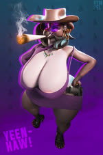 abstract_background anthro big_breasts big_butt breasts butt clothing cowboy_hat desert_eagle dress drugs ear_piercing ear_ring eyewear female footwear gun handgun hands_on_hips hat headgear headwear high_heels looking_at_viewer marijuana nipple_slip piercing pistol ranged_weapon ring_piercing shoes smoke smoking solo sunglasses weapon sound_warning vympel valorlynz_(modeler) ralsei_smoking_blunt genesis_(doggod.va) hyena mammal 3d_(artwork) animated digital_media_(artwork) hi_res short_playtime sound webm herm_(lore)