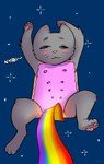 female feral food multi_nipple nipples rainbow rainbow_trail solo space what doxy nyan_cat_(copyright) pop-tarts nyan_cat domestic_cat felid feline felis food_creature hybrid mammal poptart_creature meme