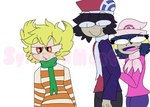 calm female funny_face green_scarf human_only humor looking_at_another male male/female not_furry orange_eyes pink_scarf scarf white_scarf wtf_face sylveonmostaza distracted_boyfriend nintendo pokemon barry_(pokemon) dawn_(pokemon) lucas_(pokemon) human mammal hi_res meme watermark