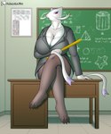 anthro big_breasts breasts classroom cleavage clothed clothing crossed_legs female huge_breasts legwear mature_anthro mature_female neckline school solo stockings teacher palmarianfire nintendo pokemon generation_5_pokemon mienshao pokemon_(species) hi_res