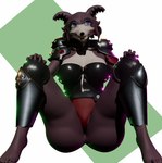 anthro clothing corset female lingerie solo topwear mrfluffer beastars warhammer_(franchise) warhammer_40000 juno_(beastars) sister_of_battle canid canine canis mammal wolf 3d_(artwork) digital_media_(artwork) hi_res