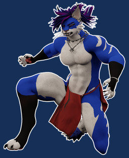abs anthro biceps bottomwear claws clothing fur hair jewelry loincloth male muscular muscular_anthro muscular_male necklace pecs piercing ponytail pose ring snarling solo teeth thick_thighs murolynxian muro_(character) felid feline lynx mammal 3d_(artwork) absurd_res alpha_channel digital_media_(artwork) hi_res