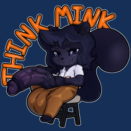 anthro balls beverage big_balls big_penis black_body black_fur black_hair blue_eyes bottomwear bulge chibi clothing collared_shirt container cup dress_shirt fur furniture genitals hair huge_balls huge_penis hyper hyper_balls hyper_genitalia hyper_penis logo male pants penis shirt sitting smile smirk solo stool tail topwear vein veiny_penis dr._welps richard_stelida american_mink mammal mink mustelid musteline neovison true_musteline 1:1 alpha_channel hi_res