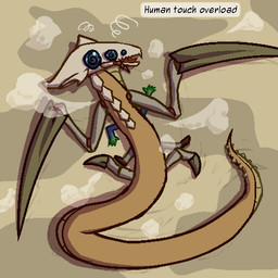ambiguous_gender claws crush dizzy duo dust_cloud feral green_body green_skin high-angle_view multi_eye scales serpentine size_difference spiked_tail spikes spikes_(anatomy) spiral spiral_eyes tail text tongue ventral_scales badday_(artist) out-of-placers anon baxxid human mammal 1:1 aliasing binary_drawing digital_drawing_(artwork) digital_media_(artwork)
