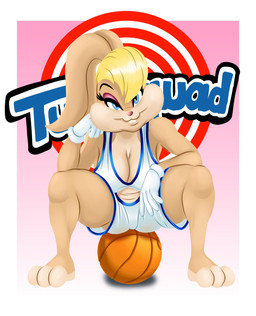anthro ball basketball_(ball) big_breasts blonde_hair blue_eyes border bottomwear breasts buckteeth clothed clothing eyelashes eyeshadow feet female front_view fur gloves hair handwear head_tuft looking_at_viewer makeup pink_background pink_eyeshadow pink_nose shorts simple_background sitting smile solo tan_body tan_fur teeth thick_thighs topwear tuft white_border white_bottomwear white_clothing white_gloves white_handwear white_shorts white_topwear wide_hips jbreak1 looney_tunes warner_brothers lola_bunny lagomorph leporid mammal rabbit hi_res