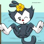 anthro female genitals loli nude one_eye_closed open_mouth presenting presenting_pussy pussy solo text young young_anthro 8horns animaniacs warner_brothers dot_warner inkblot mammal 1:1 2006 english_text low_res