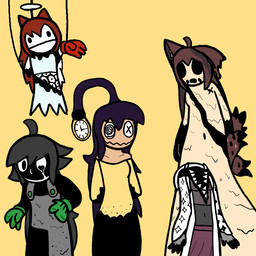 abdominal_scar anthro armless black_blood black_clothing black_face black_hand black_legs black_liquid black_shirt black_strings black_topwear blood bodily_fluids bottomwear broken_wing brown_clothing brown_hair brown_shirt brown_tail brown_topwear clock clock_on_head clothing colored_blood corpse dead_eyes dress eyeless female gloves green_buttons green_clothing green_gloves green_handwear grey_clothing grey_hair grey_hands grey_overalls group hair halo hands_on_back handwear hanging_clock hanging_from_ceiling hanging_from_rope hoodie hypnosis larger_female legless looking_at_viewer markings melted_skin mind_control multi_eye multi_tail navel nude nude_female overalls puppet puppet_strings purple_hair red_bottomwear red_clothing red_gloves red_handwear red_skirt scar severed_body_part severed_head sharp_teeth shirt simple_background size_difference skirt stained_clothing stained_shirt standing star_(marking) string strings_on_hand striped_markings striped_tail stripes tail tail_markings teeth topwear unusual_blood unusual_bodily_fluids victim white_clothing white_hoodie white_topwear wide_eyed x_scar x_symbol yellow_clothing yellow_dress omni-vee creepypasta hypno-tan rule_34-tan safebooru-tan shirakawa_kona xbooru-tan angel animal_humanoid canid canid_humanoid canine canine_humanoid fox_humanoid goo_creature human humanoid mammal mammal_humanoid monster comic concept_art