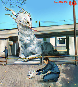 4_eyes ambiguous_feral ambiguous_gender barricade_tape black_eyes black_hair blue_bottomwear blue_clothing blue_pants blue_shirt blue_sky blue_topwear bottomwear caution_tape clothed clothed_human clothed_male clothing crouching day detailed_background eyebrows feral forked_tongue fully_clothed fully_clothed_human fully_clothed_male fur glistening glistening_eyes gloves group hair handwear larger_ambiguous larger_feral looking_at_another lying male male_human multi_eye no_pupils outside pants pink_tongue power_lines reaching_towards_another shirt size_difference sky smaller_ambiguous smaller_feral smaller_human smaller_male smile smiling_at_another text tongue tongue_out topwear white_body white_fur white_sclera azena human mammal unknown_species 2026 absurd_res artist_name digital_media_(artwork) hi_res shaded