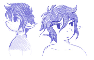 anthro clothed clothing eyebrow_through_hair eyebrows front_view fully_clothed hair hair_between_eyes looking_aside male medium_hair neutral_expression nude open_mouth side_view simple_background solo translucent translucent_hair teochronico seal_(teochronico) bovid caprine goat mammal 2025 blue_and_white digital_drawing_(artwork) digital_media_(artwork) hi_res monochrome