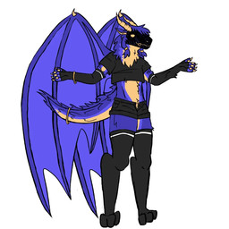 3_toes 4_fingers accessory anthro armband armwear black_clothing blue_body blue_fur blue_hair blue_wings bottomwear clothed clothing crop_top digitigrade ear_piercing elbow_gloves feet fingers folded_wings fur fur_tuft furgonomic_piercing furgonomics furry_tail gloves hair hair_accessory hair_ring handwear horn hotpants jewelry legwear machine male membrane_(anatomy) membranous_wings multicolored_body neck_tuft open_bottomwear open_clothing open_shorts pawpads paws piercing protogen_face protogen_visor relaxed_expression shirt shorts simple_background smile solo standing tail tail_accessory tailband tan_body tan_fur thigh_highs toes tongue tongue_out topwear tuft two_tone_body unbuttoned_shorts unzipped_shorts white_background wings firealone mythology seven_(firealone) dragon hybrid mammal mythological_creature mythological_scalie protogen scalie 1:1 digital_drawing_(artwork) digital_media_(artwork) signature