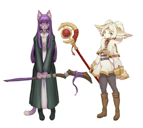 alternate_species anthro bangs belt biped blue_eyes boots clothed clothed_anthro clothed_female clothing dipstick_tail duo female female_anthro footwear fully_clothed fully_clothed_anthro fully_clothed_female fur furrification hair hime_cut holding_object holding_staff inner_ear_fluff long_hair markings monotone_background monotone_hair pivoted_ears plantigrade purple_body purple_eyes purple_fur purple_hair purple_tail robe shoes simple_background staff standing tail tail_markings tan_body tan_fur tuft white_background white_hair white_inner_ear_fluff white_tail_tip zeighous frieren_beyond_journey's_end fern_(frieren) frieren canid canine domestic_cat felid feline felis fennec_fox fox mammal true_fox 2025 digital_media_(artwork) hi_res