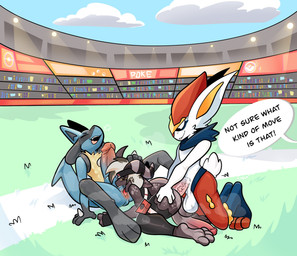 anal anal_penetration anthro anthro_on_anthro anthro_penetrated anthro_penetrating anthro_penetrating_anthro anus balls big_penis black_body black_fur blue_body blue_fur bottomwear butt butt_grab cheek_tuft chest_spike clothing curved_horn dialogue dreadlocks erection facial_tuft femboy femboy/femboy femboy_rimming femboy_rimming_male fingerless_gloves fur genitals gloves grey_spots group half-closed_eyes hand_on_butt handwear horn huge_penis humanoid_genitalia humanoid_penis hung_bottom hung_femboy leg_warmers legwear looking_pleasured male male/male male_penetrated male_penetrating male_penetrating_male male_rimming male_rimming_male markings narrowed_eyes open_mouth open_smile oral pants penetration penile penile_penetration penis penis_in_ass perineum red_body red_fur rimming rimming_male scales sex shirt smile smirk smug smug_face smug_grin speech_bubble spikes spikes_(anatomy) spots spotted_body spotted_markings spotted_scales tank_top text topwear torn_bottomwear torn_clothing torn_pants trio tuft vein veiny_penis yellow_body yellow_fur yellow_sclera xing1 nintendo pokemon enko_(mrt0ony) cinderace generation_4_pokemon generation_8_pokemon kobold lucario pokemon_(species) scalie english_text hi_res