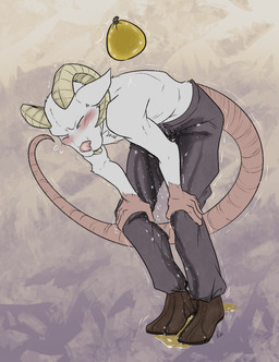 abstract_background anthro bent_over bladder_balloon blush bodily_fluids bottomwear buckteeth clothing desperation embarrassed eyes_closed footwear genital_fluids hands_on_knees hands_on_legs horn male male_anthro nipples omorashi pants peeing peeing_on_ground purple_background shaking shivering shoes simple_background solo standing tan_background teeth urine urine_on_ground urine_pool water_balloon watersports wet wet_bottomwear wet_clothing wet_pants wetting white_body yellow_urine bibarel_rei warhammer_(franchise) mammal murid murine rat rodent skaven hi_res