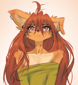 anthro biped brown_eyes brown_hair clothed clothed_anthro clothed_female clothing countershade_torso countershading ear_piercing female front_view fur hair inner_ear_fluff neck_tattoo one_ear_up piercing simple_background solo tan_body tan_fur tattoo tuft tinygaypirate apogee_(tinygaypirate) canid canine canis domestic_dog mammal 2025 digital_drawing_(artwork) digital_media_(artwork) hi_res