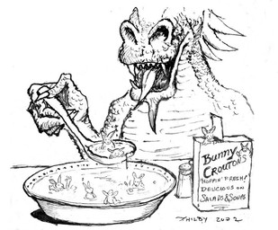 anthro black-and-white bowl box claws container cutlery food group kitchen_utensils male micro micro_male micro_prey micro_soup open_mouth oral_vore salt_shaker scales simple_background soup spoon teeth tongue tools vore white_background gianttoby mythology dragon lagomorph leporid mammal mythological_creature mythological_scalie rabbit scalie 2002 dated monochrome signature