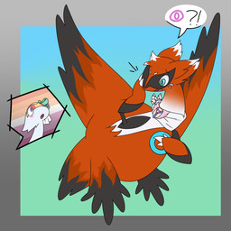 black_clothing black_tail black_wing_tips black_wings blue_body blue_fur blush blush_lines claws clothing dark_body dark_fur dark_wings dipstick_ears ear_markings facial_markings feral fur fusion green_clothing green_eyes hair head_markings implied_transformation lesbian_pride_colors lesbian_thoughts lgbt_pride markings multicolored_body multicolored_ears multicolored_fur open_mouth orange_body orange_fur pokemon_fusion pride_colors red_body red_fur red_tail red_wings tail tail_markings two_tone_body two_tone_ears two_tone_fur two_tone_tail two_tone_wings white_body white_claws white_clothing white_ear_tips white_ears white_fur white_hair wing_markings wings yellow_body yellow_fur motherlatias nintendo pokemon miracle_(motherlatias) thistle_(trooper3) generation_3_pokemon generation_8_pokemon hybrid latias legendary_pokemon nickit pokemon_(species) 1:1 2025 hi_res