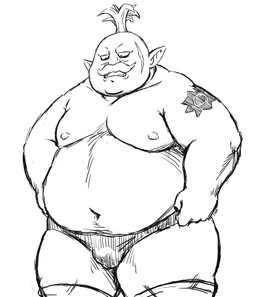belly big_belly bulge clothing facial_hair male mature_male moobs mustache navel nipples overweight overweight_male scar simple_background solo standing tattoo underwear white_background dekatanu dragon_ball dragon_ball_daima kadan humanoid 2024 hi_res monochrome