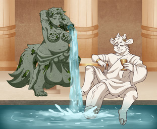 algae animal_genitalia animal_penis anthro antlers areola balls barnacles_on_body bath bathhouse belly bench big_balls big_belly big_breasts big_penis breasts canine_genitalia canine_penis casual_nudity chest_tuft clothed clothing container cup duo flaccid fluffy fluffy_tail food fruit genitals goblet gold_(metal) gold_jewelry grape greek greek_clothing gynomorph heavy_balls holding_vase hooves horn huge_balls huge_penis hyper hyper_balls hyper_genitalia hyper_penis intersex intersex/male jewelry knot knotted_penis laurel_wreath long_penis male marble marble_statue monotone_body neck_tuft nipples nude overweight overweight_intersex partially_clothed penis plant pool pouring pouring_water robe sculpture sitting slightly_chubby slightly_chubby_intersex smile smug statue tail toga tuft vase water wide_hips zairuz lilithdog moredeer canid canine canis deer mammal wolf hi_res