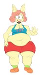 4_fingers anthro athletic_wear belly biped bottomwear breasts buckteeth clothed clothing female fingers front_view fur gym_bottomwear gym_shorts hair looking_at_viewer navel obese open_mouth overweight overweight_anthro overweight_female shirt shorts simple_background smile solo sportswear standing tank_top teeth text text_on_clothing text_on_shirt text_on_tank_top text_on_topwear thick_thighs topwear white_background wide_hips kaboodles carol_(kaboodles) lagomorph leporid mammal rabbit 2018 colored digital_drawing_(artwork) digital_media_(artwork) english_text full-length_portrait portrait sketch