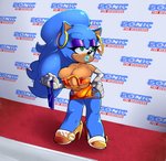 anthro armwear big_breasts breasts clothing crossgender ear_piercing ear_ring elbow_gloves eyelashes eyeshadow female footwear gloves handwear high_heels huge_breasts lips lipstick makeup nipples piercing ring_piercing shoes solo thick_lips missphase sega sonic_the_hedgehog_(series) sonic_the_hedgehog hi_res